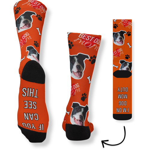 Best Dog Mom On Duty - Custom DOG Face Socks