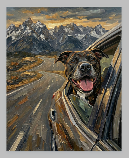 Wind in My Fur: The Ultimate Road Trip Custom Pet Portrait
