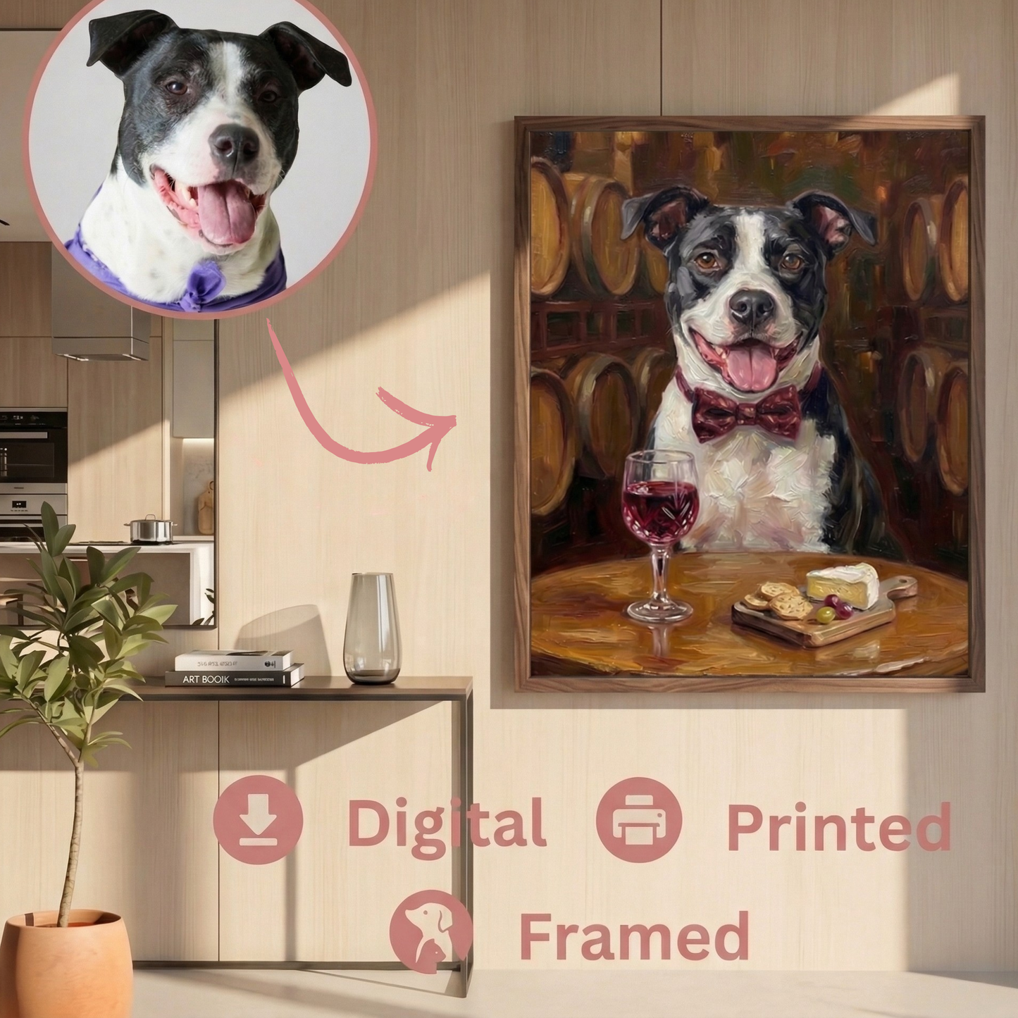 The Connoisseur Custom Pet Portrait | Wine Tasting Oil Painting