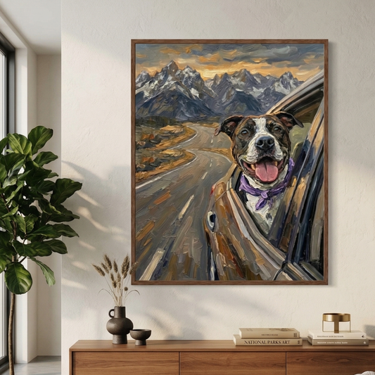 Wind in My Fur: The Ultimate Road Trip Custom Pet Portrait