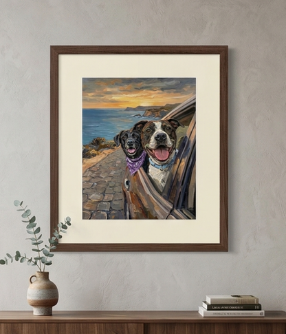 Wind in My Fur: The Ultimate Road Trip Custom Pet Portrait