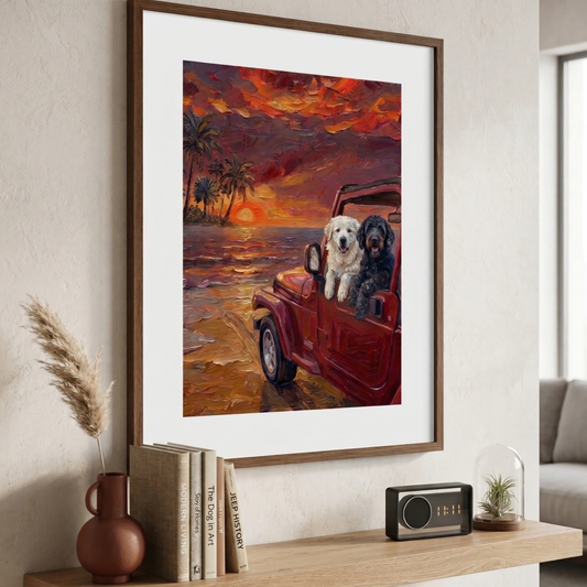 Tropical Sunset Beach Cruiser – Impasto Style Custom Print